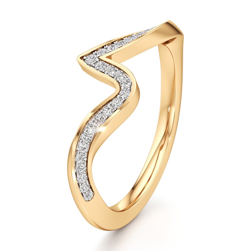 Main Image 4 of J'Lure Lab-Grown Diamond Contour Wedding Band 1/6 ct tw 18K Yellow Gold