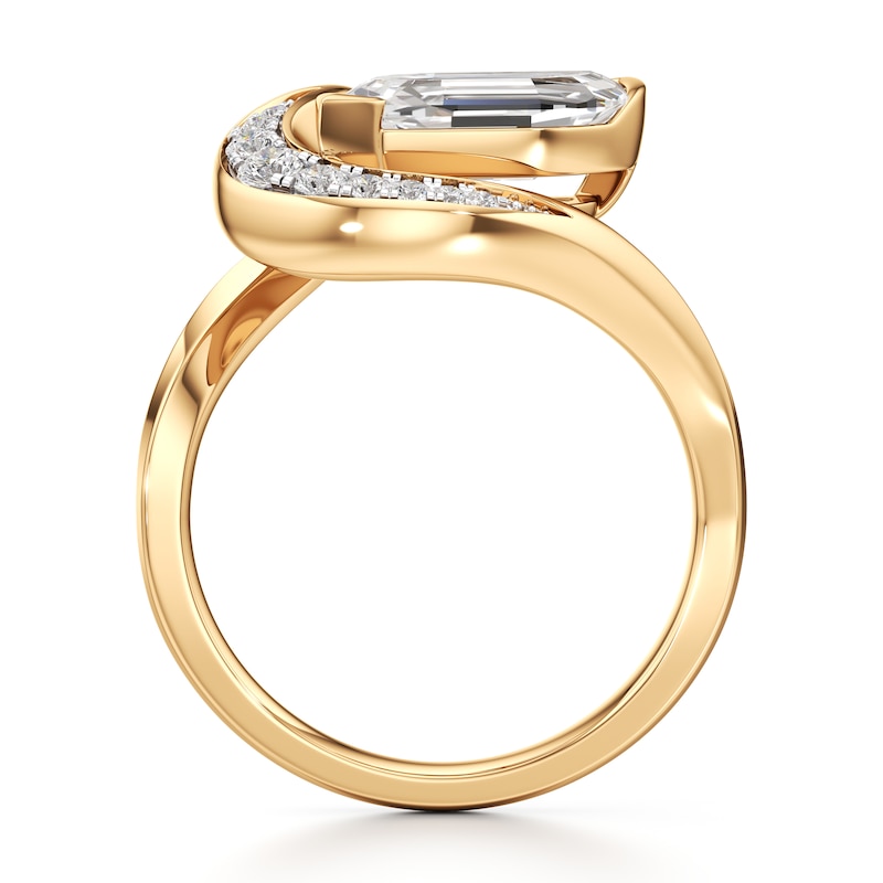 Main Image 2 of J'Lure Leaf Step-Cut Lab-Grown Diamond Engagement Ring 2 ct tw 18K Yellow Gold