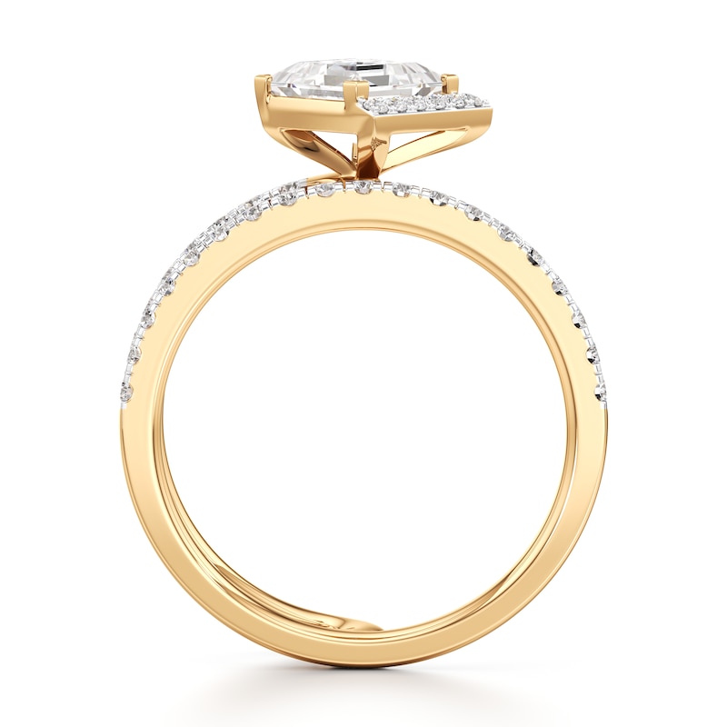 Main Image 2 of J'Lure Carre Step-Cut Lab-Grown Diamond Spiral Engagement Ring 1-3/8 ct tw 18K Yellow Gold