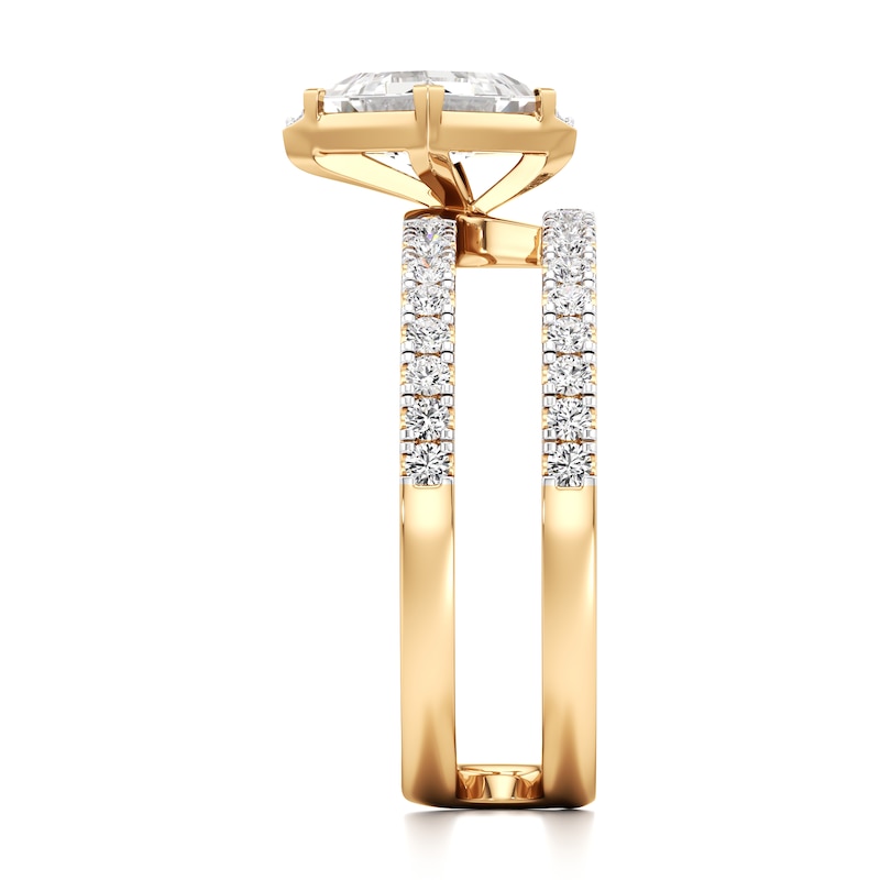 Main Image 3 of J'Lure Carre Step-Cut Lab-Grown Diamond Spiral Engagement Ring 1-3/8 ct tw 18K Yellow Gold