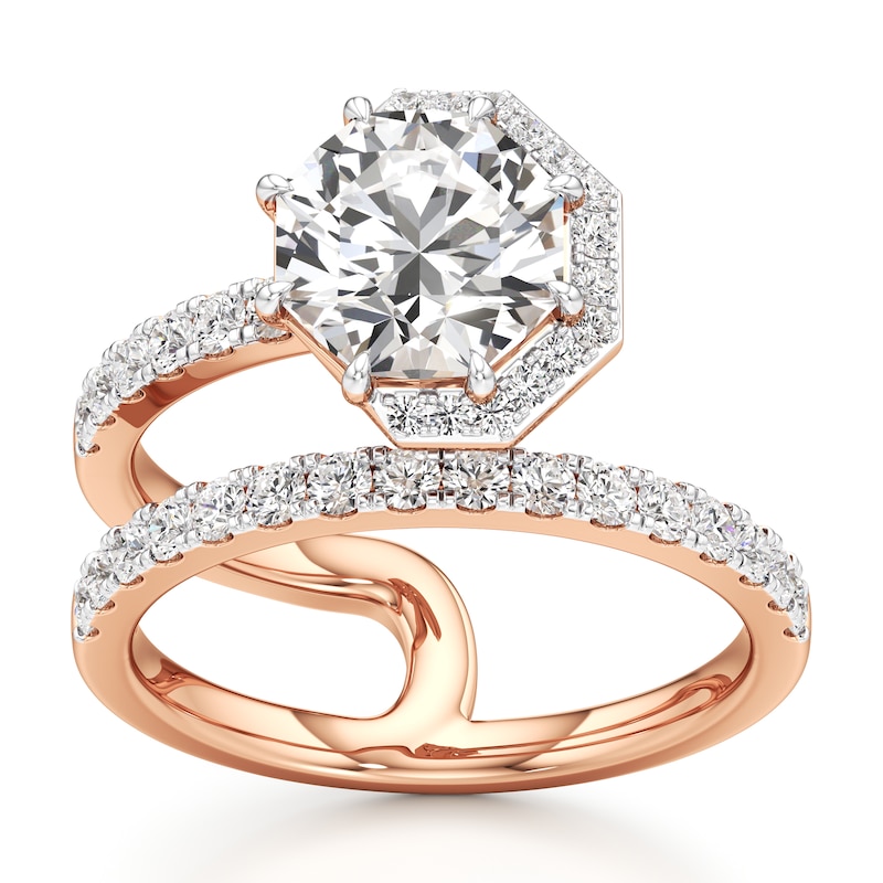 Main Image 1 of J'Lure Octagon Brilliant-Cut Lab-Created Diamond Spiral Engagement Ring 2-1/2 ct tw 18K Rose Gold