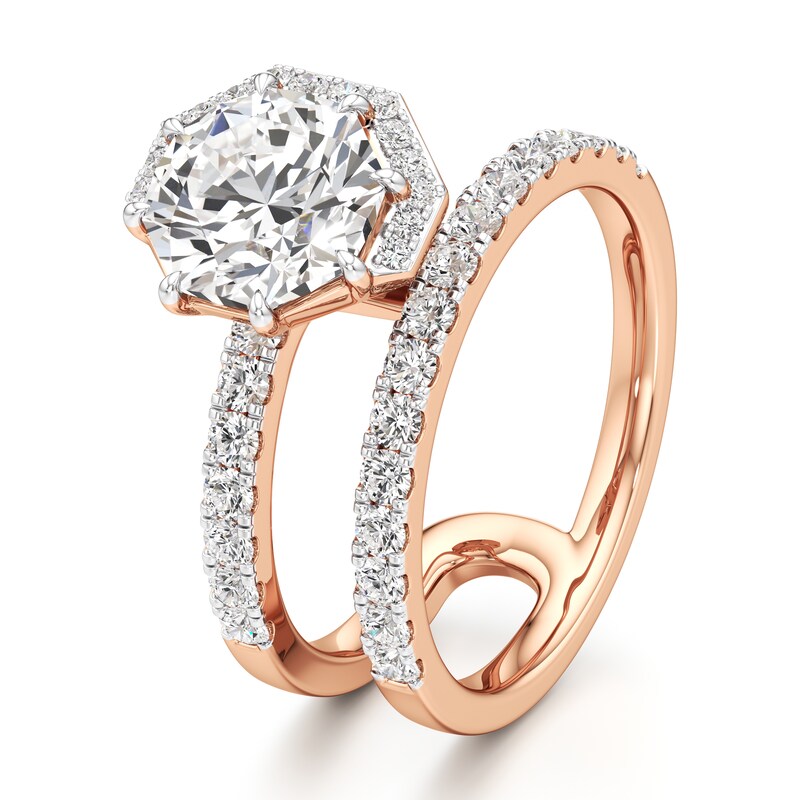 Main Image 4 of J'Lure Octagon Brilliant-Cut Lab-Created Diamond Spiral Engagement Ring 2-1/2 ct tw 18K Rose Gold
