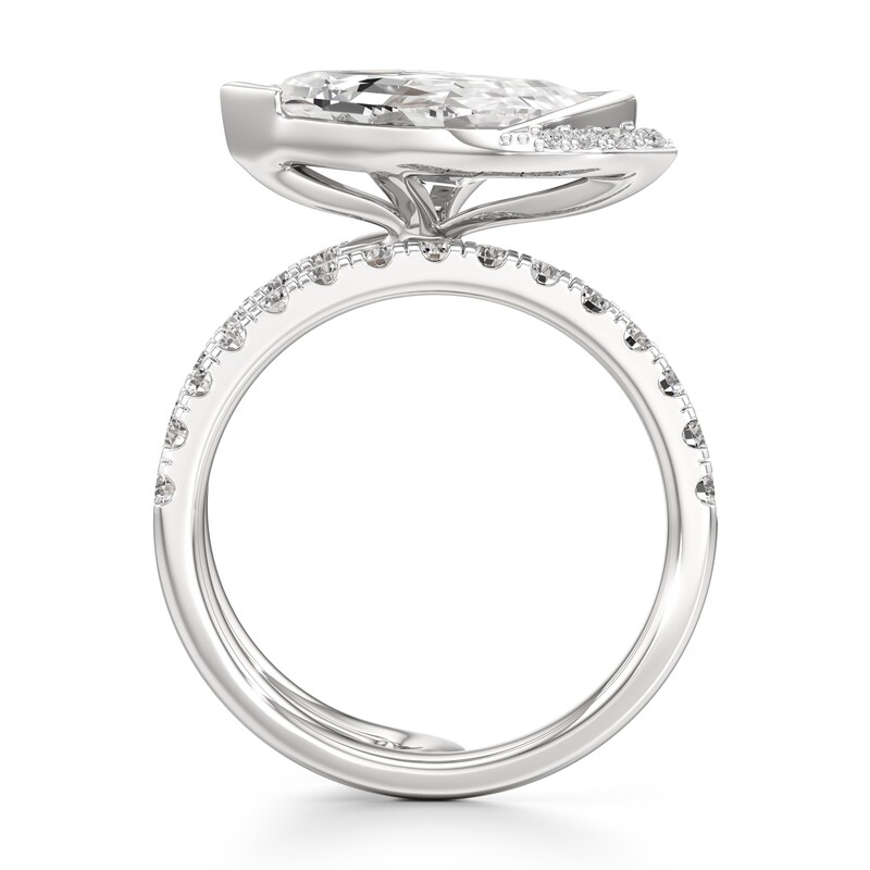 Main Image 2 of J'Lure Leaf Step-Cut Lab-Created Diamond Spiral Engagement Ring 3-3/4 ct tw 18K White Gold
