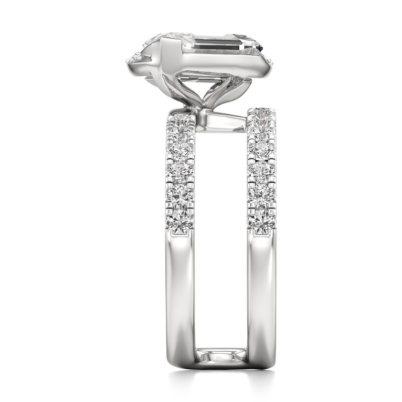 Main Image 3 of J'Lure Leaf Step-Cut Lab-Created Diamond Spiral Engagement Ring 3-3/4 ct tw 18K White Gold
