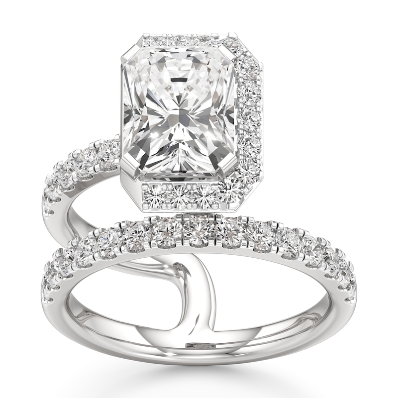 Main Image 1 of J'Lure Radiant Brilliant-Cut Lab-Grown Diamond Spiral Engagement Ring 3-7/8 ct tw 18K White Gold