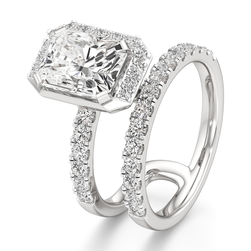 Main Image 4 of J'Lure Radiant Brilliant-Cut Lab-Grown Diamond Spiral Engagement Ring 3-7/8 ct tw 18K White Gold