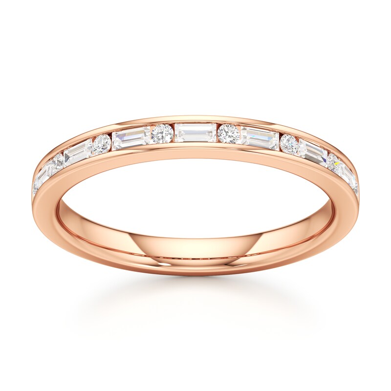 Main Image 1 of J'Lure Baguette & Round-Cut Lab-Grown Diamond Wedding Band 1/3 ct tw 18K Rose Gold