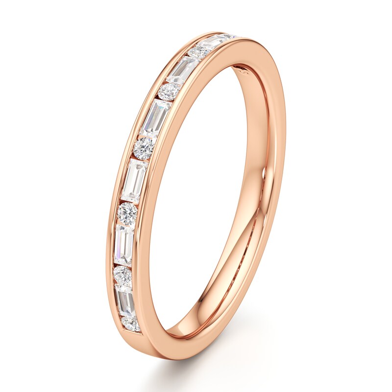 Main Image 4 of J'Lure Baguette & Round-Cut Lab-Grown Diamond Wedding Band 1/3 ct tw 18K Rose Gold