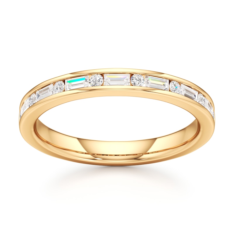 Main Image 1 of J'Lure Baguette & Round-Cut Lab-Grown Diamond Wedding Band 3/8 ct tw 18K Yellow Gold