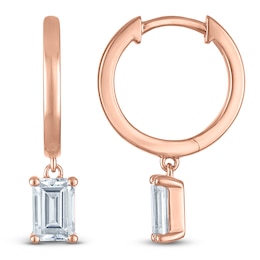 Emerald-Cut Lab-Grown Diamond Solitaire Dangle Hoop Earrings 1 ct tw 14K Rose Gold (SI2/F)