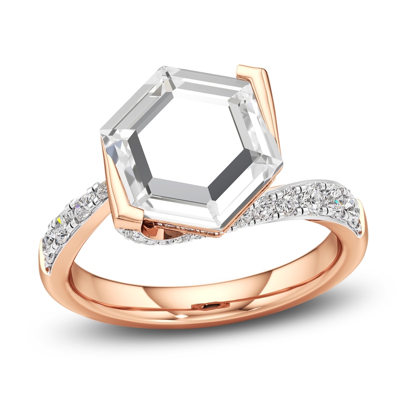 Main Image 1 of J'Lure Hexagon Portrait-Cut Lab-Grown Diamond Engagement Ring 3-1/2 ct tw 18K Rose Gold
