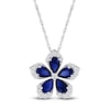 Thumbnail Image 1 of Pear-Shaped Blue Lab-Created Sapphire & White Lab-Created Sapphire Flower Necklace Sterling Silver 18"