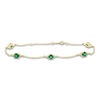 Thumbnail Image 1 of Lab-Created Emerald & Diamond Station Bracelet 1/15 ct tw 10K Yellow Gold 7.25"