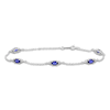 Thumbnail Image 1 of Oval-Cut Ceylon Lab-Created Sapphire & Diamond Bracelet 1/15 ct tw 10K White Gold 7.25&quot;