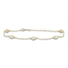Thumbnail Image 1 of Oval-Cut Lab-Created Opal & Diamond Station Bracelet 1/20 ct tw 10K Yellow Gold 7.25"