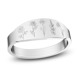 Birth Flowers Ring 14K White Gold