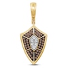 Thumbnail Image 1 of Men's Brown & White Diamond Shield Charm 1/4 ct tw 10K Yellow Gold