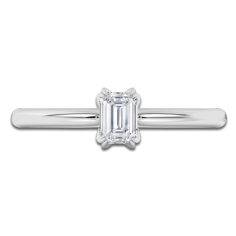 Main Image 3 of Certified Emerald-Cut Diamond Solitaire Engagement Ring 1/2 ct tw 18K White Gold (SI2/G)