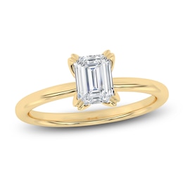 Certified Emerald-Cut Diamond Solitaire Engagement Ring 1 ct tw 18K Yellow Gold (SI2/G)