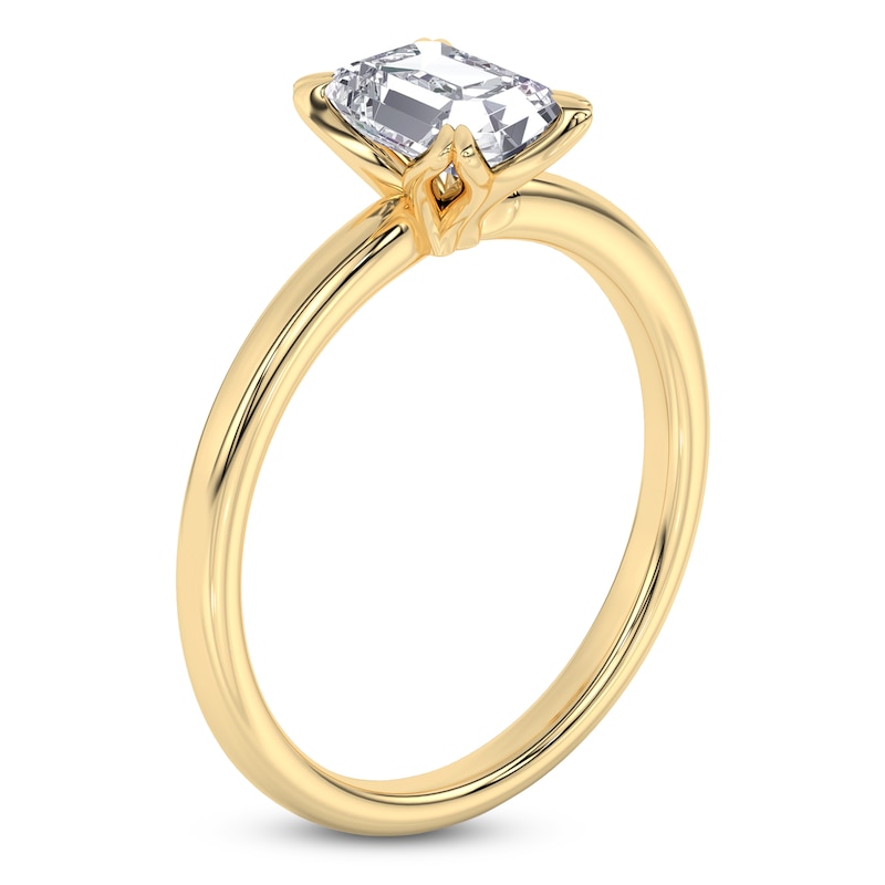 Main Image 2 of Certified Emerald-Cut Diamond Solitaire Engagement Ring 1 ct tw 18K Yellow Gold (SI2/G)
