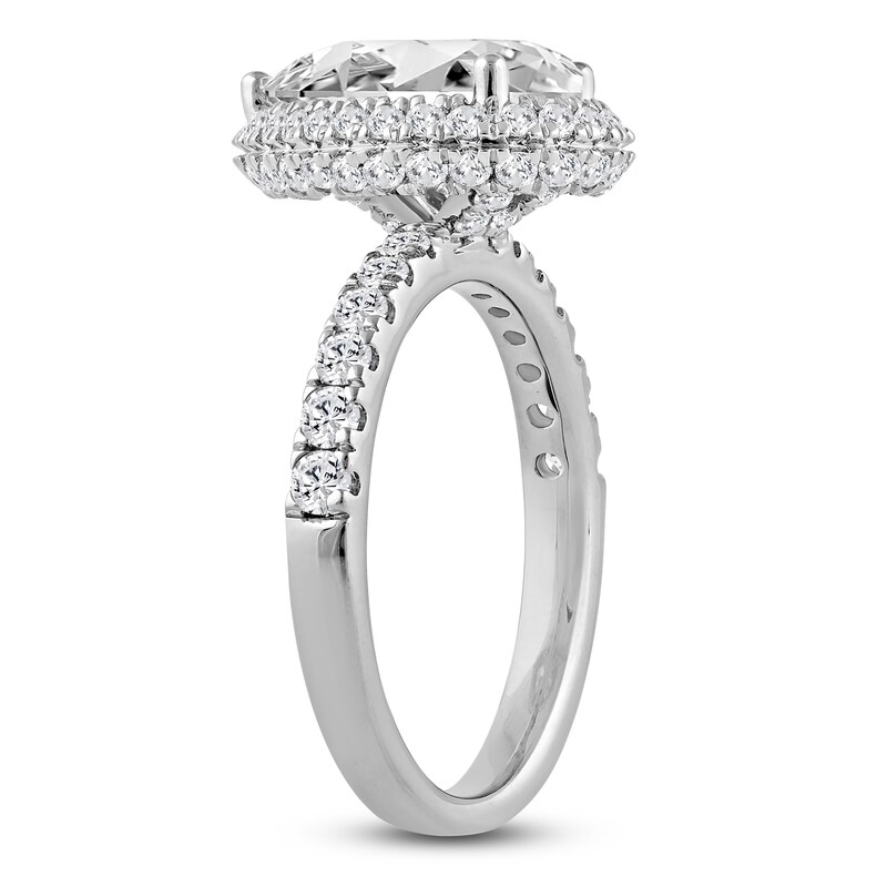 Main Image 2 of Pear-Shaped Lab-Created Diamond Halo Engagement Ring 4 ct tw Platinum