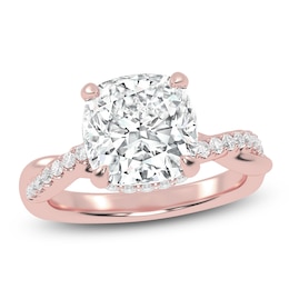 Cushion-Cut Lab-Grown Diamond Hidden Halo Engagement Ring 2-1/3 ct tw 14K Rose Gold