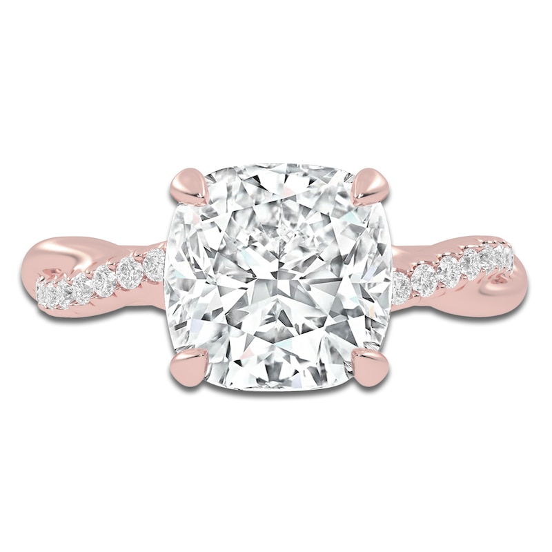 Main Image 3 of Cushion-Cut Lab-Grown Diamond Hidden Halo Engagement Ring 2-1/3 ct tw 14K Rose Gold