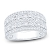 Thumbnail Image 1 of Round & Emerald-Cut Lab-Grown Diamond Multi-Row Anniversary Ring 2-1/2 ct tw 14K White Gold