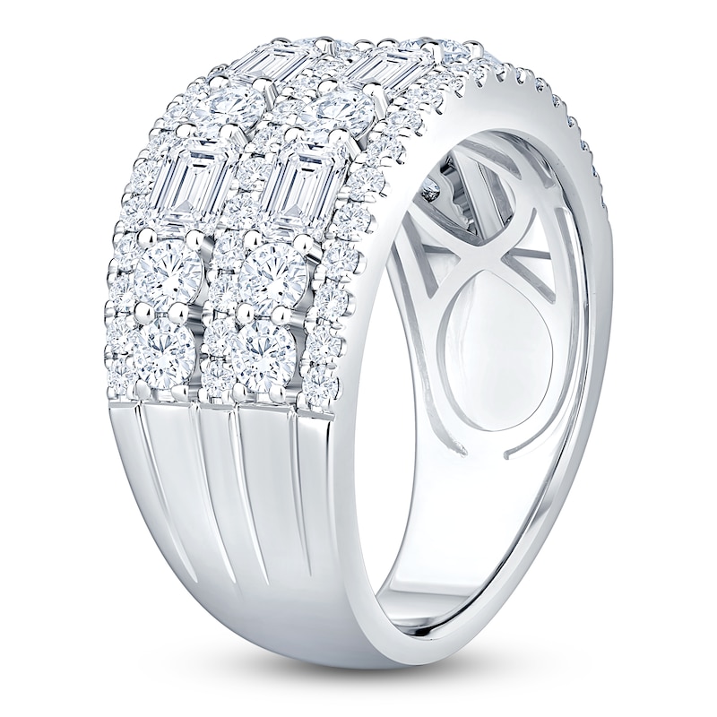 Main Image 2 of Round & Emerald-Cut Lab-Grown Diamond Multi-Row Anniversary Ring 2-1/2 ct tw 14K White Gold