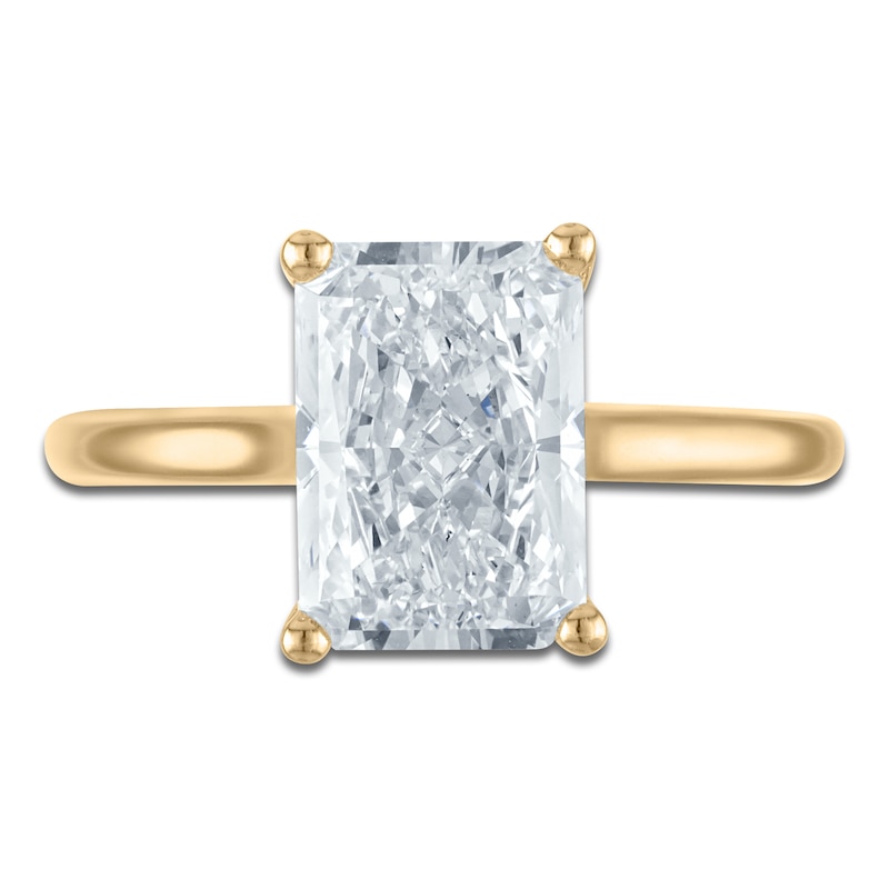 Main Image 3 of Radiant-Cut Lab-Grown Diamond Solitaire Plus Engagement Ring 3 ct tw 18K Yellow Gold (VS2/F)