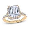 Thumbnail Image 1 of Emerald-Cut Lab-Grown Diamond Halo Engagement Ring 3 ct tw 14K Yellow Gold
