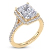 Thumbnail Image 2 of Emerald-Cut Lab-Grown Diamond Halo Engagement Ring 3 ct tw 14K Yellow Gold