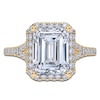 Thumbnail Image 3 of Emerald-Cut Lab-Grown Diamond Halo Engagement Ring 3 ct tw 14K Yellow Gold