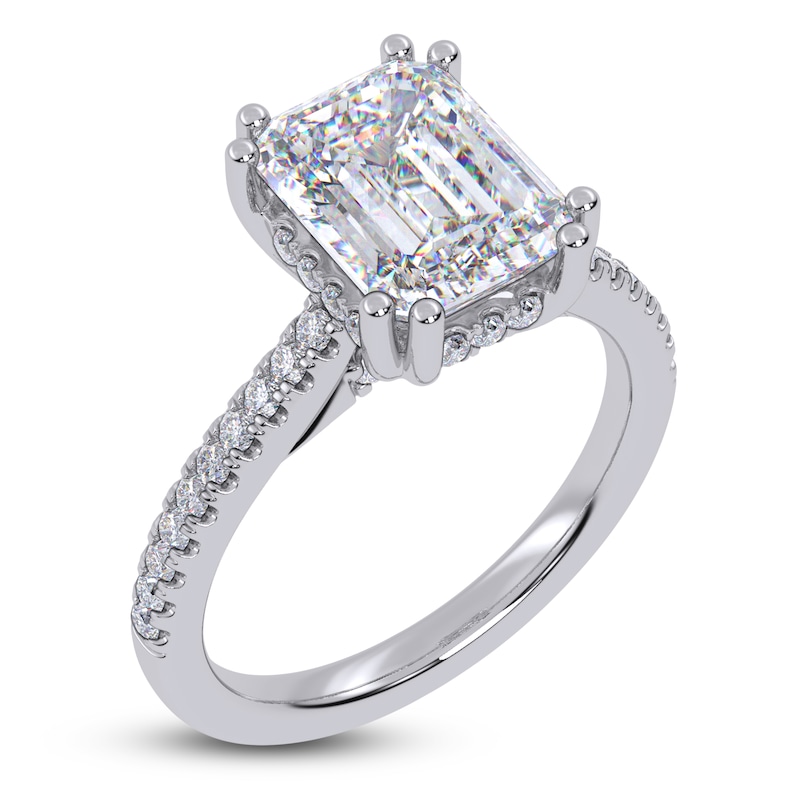 Main Image 2 of Radiant-Cut Lab-Grown Diamond Hidden Halo Engagement Ring 2-1/3 ct tw 14K White Gold
