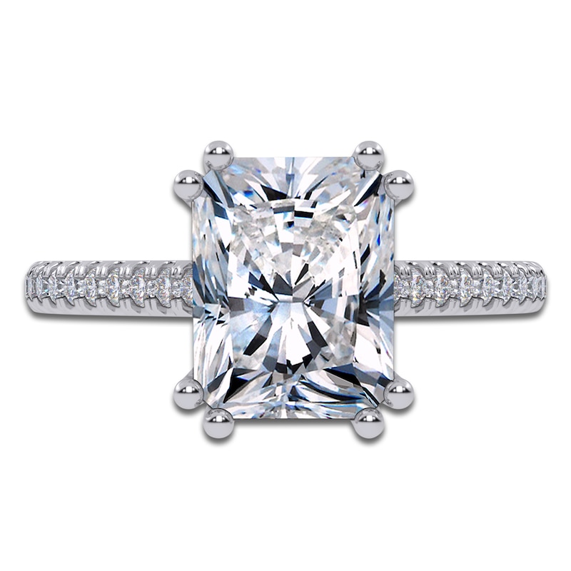 Main Image 3 of Radiant-Cut Lab-Grown Diamond Hidden Halo Engagement Ring 2-1/3 ct tw 14K White Gold