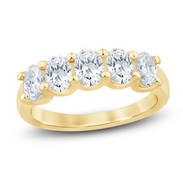 Oval-Cut Lab-Grown Diamond Five-Stone Anniversary Ring 1-1/2 ct tw 14K Yellow Gold