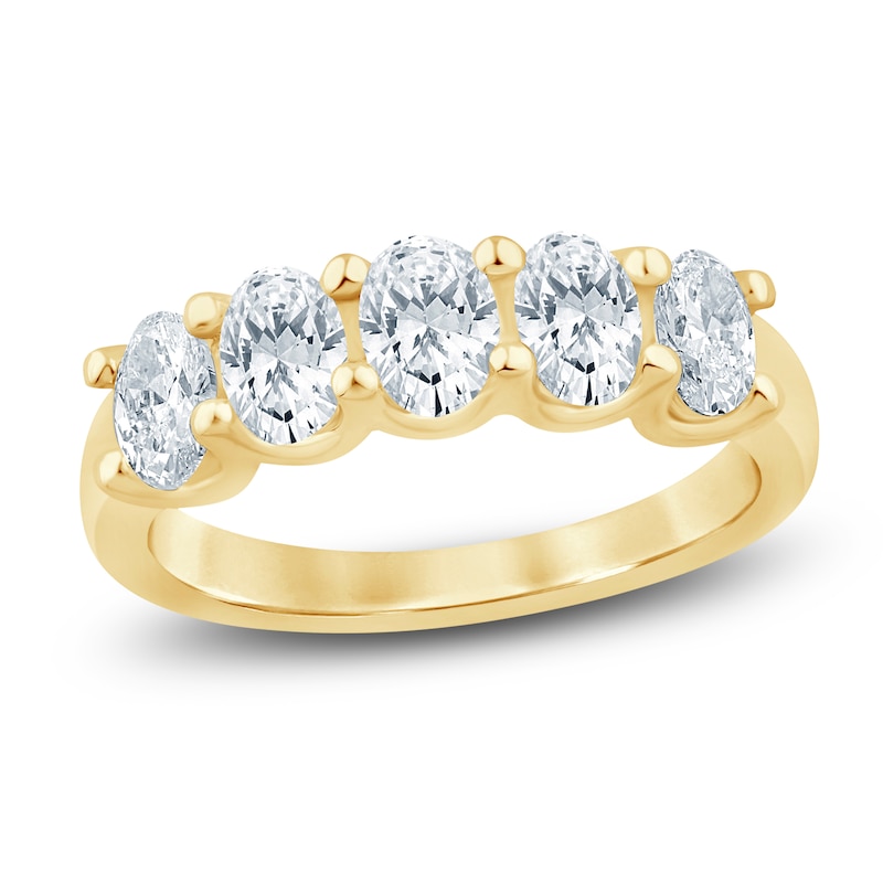 Oval-Cut Lab-Grown Diamond Five-Stone Anniversary Ring -/ ct tw 14K Gold
