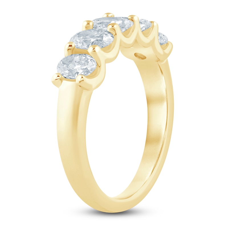 Main Image 2 of Oval-Cut Lab-Grown Diamond Five-Stone Anniversary Ring 1-1/2 ct tw 14K Yellow Gold