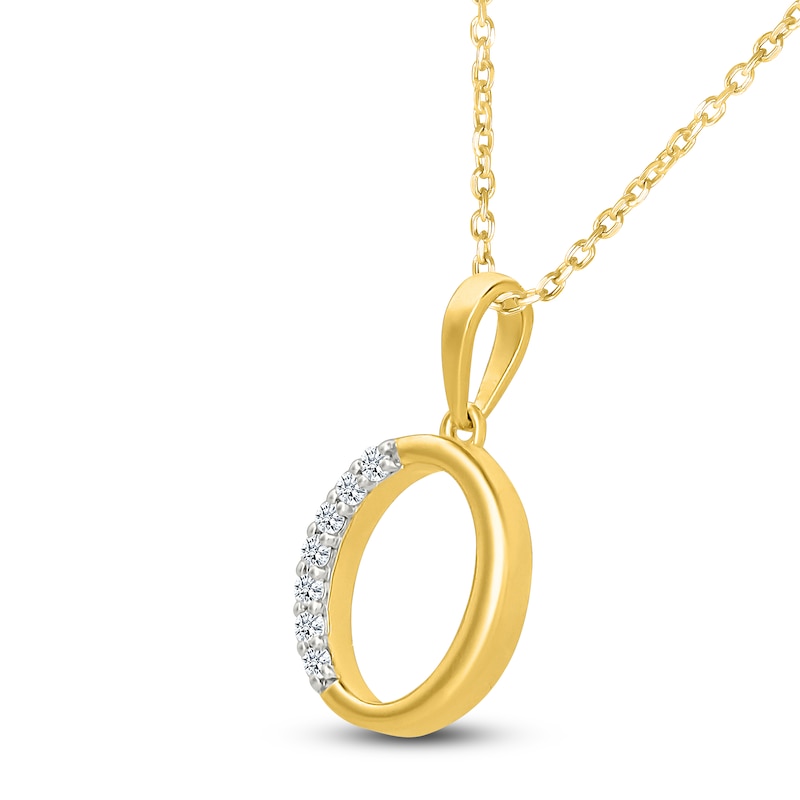 Main Image 2 of Diamond Initial O Necklace 1/20 ct tw 10K Yellow Gold 18"