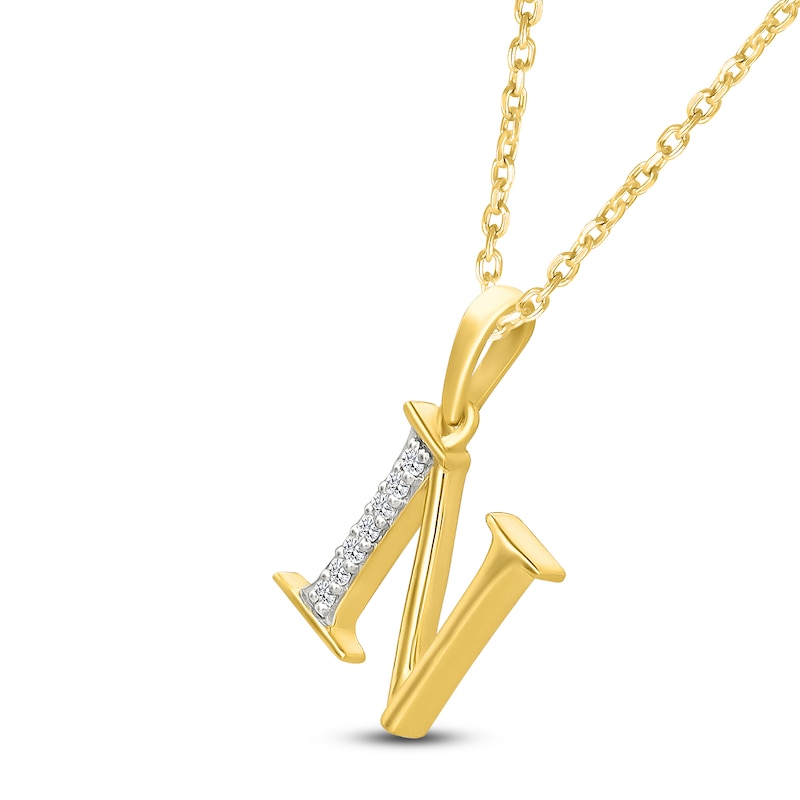 Main Image 2 of Diamond Initial N Necklace 1/20 ct tw 10K Yellow Gold 18"