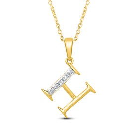 Diamond Initial H Necklace 1/20 ct tw 10K Yellow Gold 18"