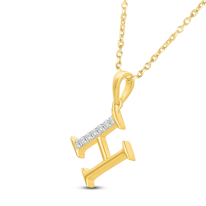 Main Image 2 of Diamond Initial H Necklace 1/20 ct tw 10K Yellow Gold 18"