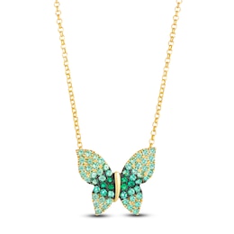 Le Vian Emerald Ombré Butterfly Necklace 14K Honey Gold 19"