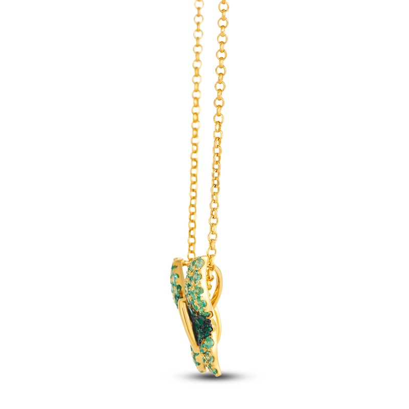 Main Image 2 of Le Vian Emerald Ombré Butterfly Necklace 14K Honey Gold 19"