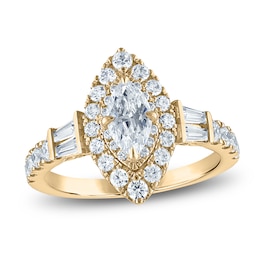 Vera Wang VOW Marquise-Cut Diamond Double Halo Engagement Ring 1-5/8 ct tw 14K Yellow Gold