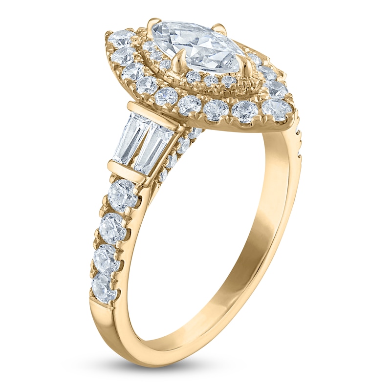 Main Image 2 of Vera Wang VOW Marquise-Cut Diamond Double Halo Engagement Ring 1-5/8 ct tw 14K Yellow Gold