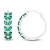 Thumbnail Image 1 of Marquise-Cut Lab-Created Emerald & Diamond Hoop Earrings 1/20 ct tw 14K White Gold