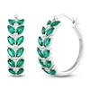 Thumbnail Image 2 of Marquise-Cut Lab-Created Emerald & Diamond Hoop Earrings 1/20 ct tw 14K White Gold