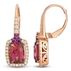 Thumbnail Image 1 of Le Vian Cushion-Cut Natural Pink Tourmaline & Rhodolite Garnet Drop Earrings 1/3 ct tw Diamonds 14K Strawberry Gold