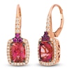Thumbnail Image 2 of Le Vian Cushion-Cut Natural Pink Tourmaline & Rhodolite Garnet Drop Earrings 1/3 ct tw Diamonds 14K Strawberry Gold